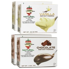 Chocolate & Vanilla Instant Pudding Mix - All Natural Pudding Mix by Garden Desserts Includes 2 Chocolate & 2 Vanilla | Quick Vegan Dessert, Gluten Free, Kosher 4 Oz (4 Pack, Variety)