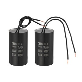 PATIKIL 12uf CBB60 Run Capacitor, 2 Pcs AC 450V 2 Wires 50/60Hz Motor Running Capacitor 61x34x61, Black