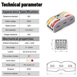 Koverflame Quick Lever Wire Connectors: Compact Electrical Splicing Kit, 0.4-2.5 AWG Conductor for Secure Inline Circuits (PCT-223, 50)