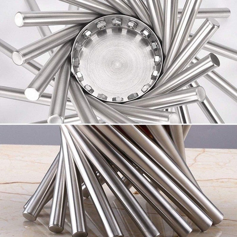 pobowlgarls Fruit Basket, Silver Creative Collapsible Stainless Steel Fruit Basket