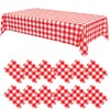 12 Pack Red and White Plastic Checkered Tablecloth, Premium Decorative