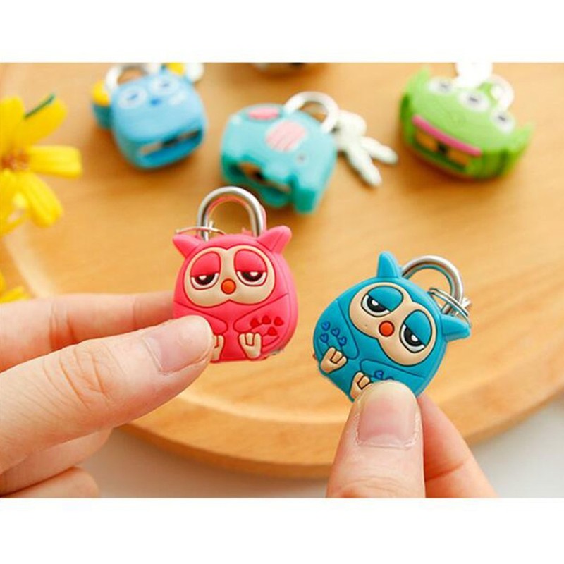 4pcs Mini Padlock Security Lock with Key Cute Cartoon Doll