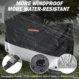 XYZCTEM Motorcycle Cover - All Season Waterproof Outdoor Protection - Precision Fit for 100 inch Tour Bikes, Choppers and Cruisers - Protect Against Dust, Debris, Rain and Weather(XXL,Black& Sliver)