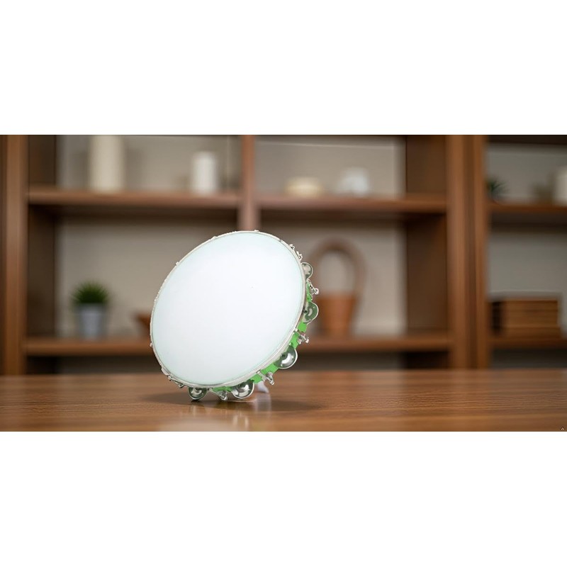 12 Inch Tambourine With Single Row Metal Jingle Shaker, Hand