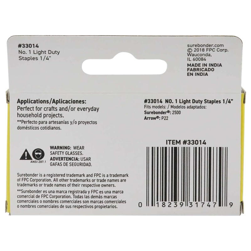 Surebonder 33014-5A Light Duty Chisel Point Staples Use With Arrow