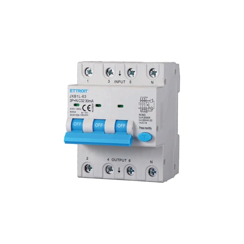 A2ZWORLD Circuit Breaker Three Phase Type A 30 mA RCBO