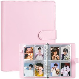 Carpeta para tarjetas fotográficas A5 con 25 piezas interiores de 6 anillos, piel sintético K-Pop coreano para tarjetas fotográficas con 4 álbumes de 