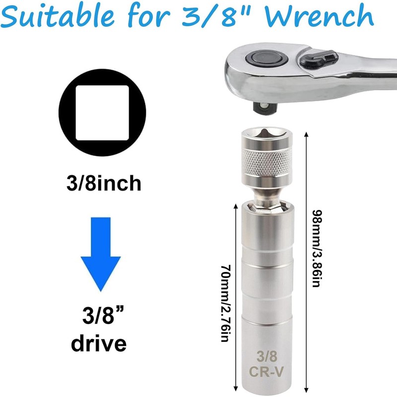 5/8" Magnetic Swivel Spark Plug Socket, Thin Wall Spark Plugs