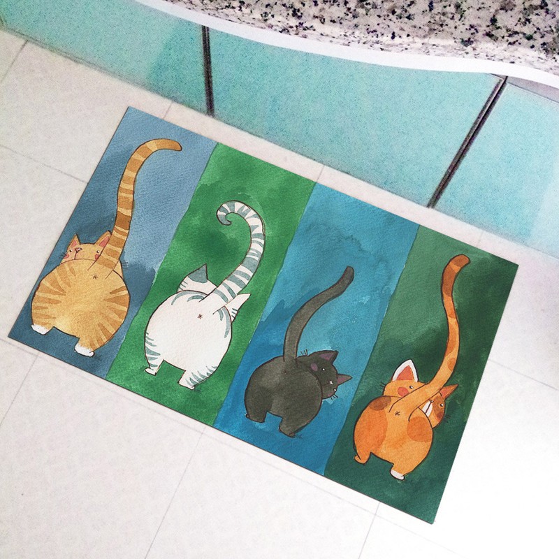 Cat Pattern Non slip Welcome Doormat Carpet Mat Indoor Outdoor