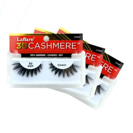 LAFLARE 3D CASHMERE Eyelashes, Natural Look, Wispy, Glam, Fresh, Fluffy, Soft, Reusable, Luxurious Handmade Strips False Lashes - 3 PACKS BUNDLE SPECIAL CH (CH401, 3)