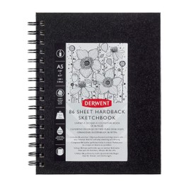 Derwent Big Book Hardback Sketch Book, A5 Portrait, Drawing & Writing, 86 Sheets, Acid-Free Paper, Wirebound Spine, Professional Quality, 2301608, Black