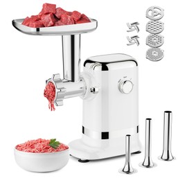 GVODE Meat Grinder & Sausage Stuffer - 2800W Max Power, 3 Sausage Tubes, 2 Blades, 4 Plates - Home Use Meat Smasher for Ground Beef & Sausage Maker Machine