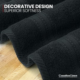 Canadian Linen Luxury Everest Hand Towels Set, 16”x28” 6 Pack, 100% Cotton Soft Absorbent Multipurpose Dark Color Towel for Home Bathroom Hotel Hair Salon Spa Barber Shop Kitchen Gym Pool Beach, Black