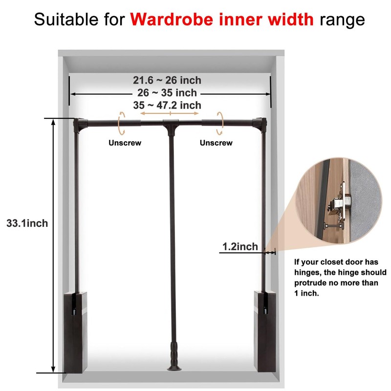 Pull Down Closet Rod for Hanging Clothes, Retractable Wardrobe Hanger
