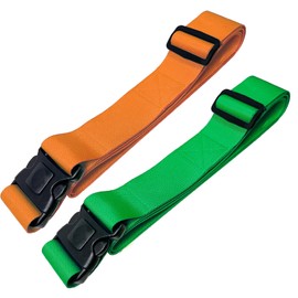 Suitcase Straps Set of 2 Luggage Straps with Locking and Cross Strap Function | Suitcase Straps Eye-catching Set of 2 Orange/Green | 5 cm x 205 cm taschenmann2005