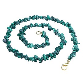 Lebensquelle Plus Malachite Chip Chain 45 cm Long High-Quality Gemstone Necklace with Clasp, Malachite, Turquoise