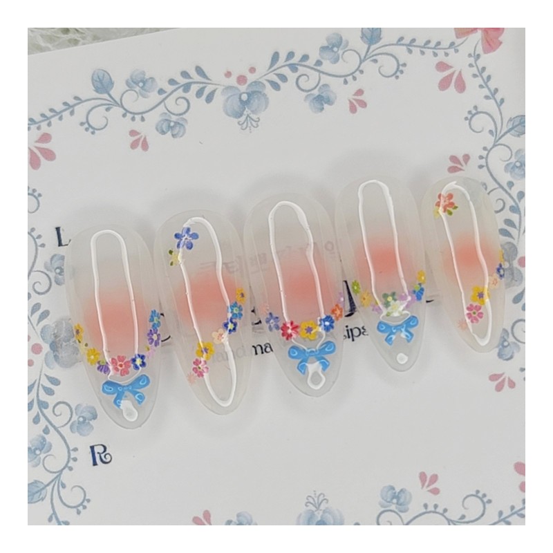 Blue Ribbon Garden Handmade Nail Tips - Square L /
