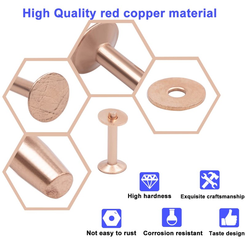 WUTA 100 Pcs Copper Rivets & Burrs, Leather Copper Rivet