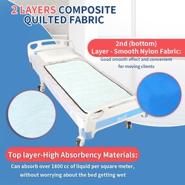 Ehucon Positioning Bed Pad with Handles,53”×30”Waterproof Transfer Mattress for Transferring/Turning/Lifting/Repositioning Bedridden Patients,Elderly-SWL330LBS(Blue（High Absorption Liquid ）)