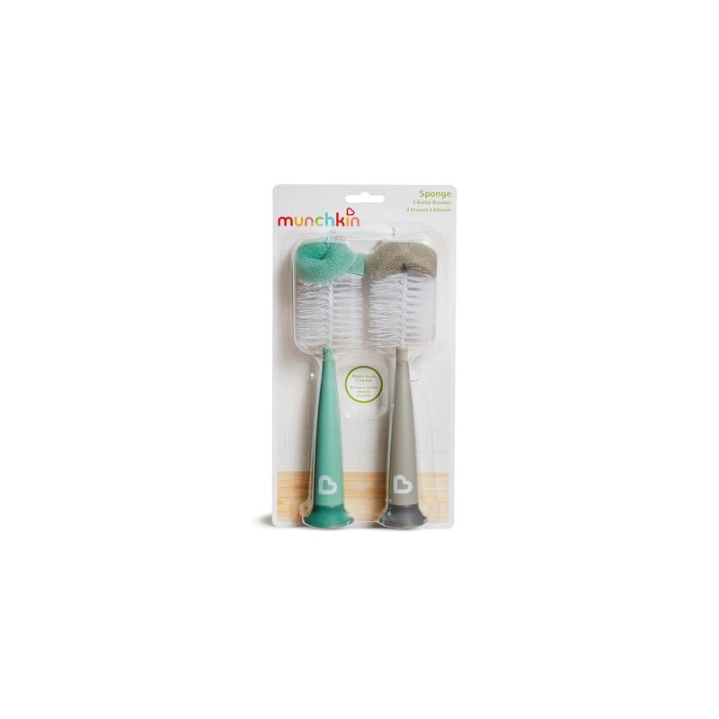 Munchkin Sponge Bottle Brush, Grey/Sage, 2 Count (Pack of 1)