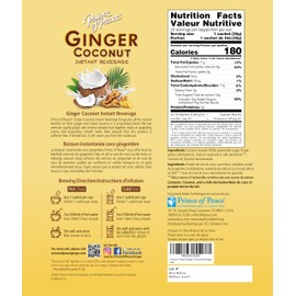 Prince of Peace Ginger Coconut Instant Beverage, 22 Sachets – Instant Hot or Cold Beverage that Soothes Throat – Easy to Brew – Caffeine and Gluten Free – Real Coconut and Fresh Ginger – Rich and Creamy