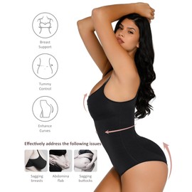 FeelinGirl Shapewear Fajas Moldeadoras De Cintura Y Abdomen Body Shaper Tummy Control Shapewear Zipper Corset Black L
