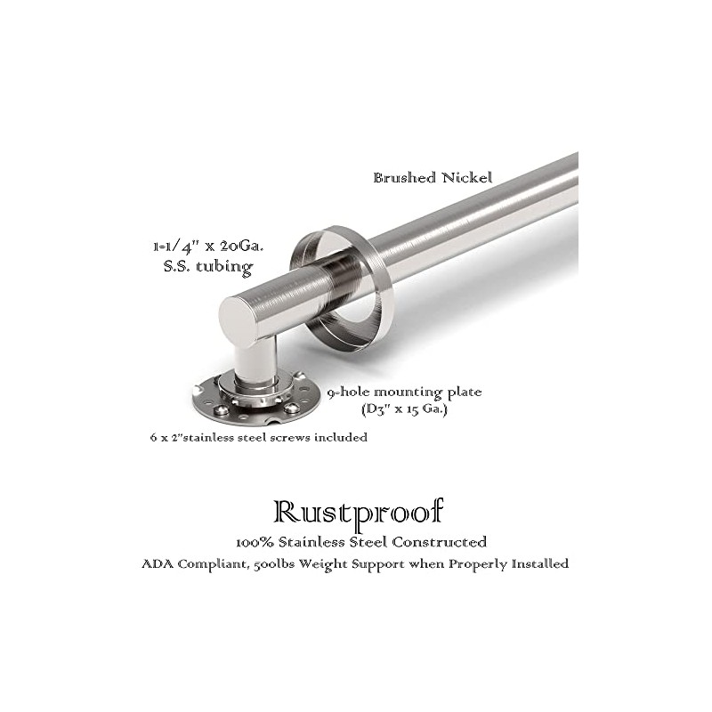 ADA Compliant Grab Bar, 500lbs Weight Support for Bath Safety