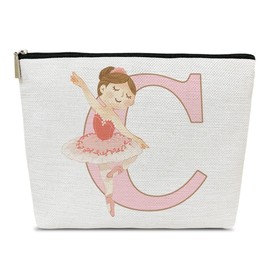 Ythuil Dance Gifts for Women, Initial C Ballet Makeup Bag For Daughter, Inspirational Dance Competition Gift for Teacher Appreciation Dancer, Adorable Sister Recital, Letter C