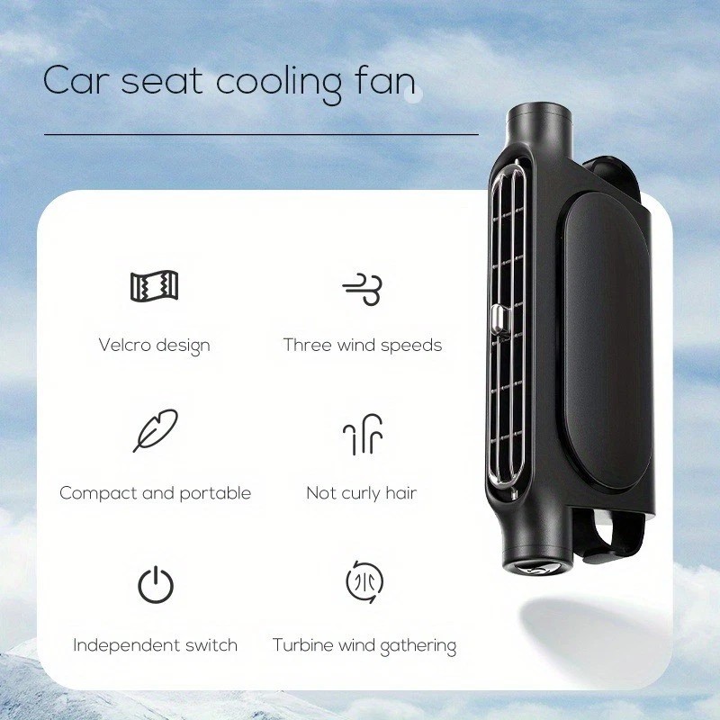 Usb-Powered Efficient Easy-To-Instal<wbr/>l Reliable 3-Speed Bladeless Car Cooling Fan