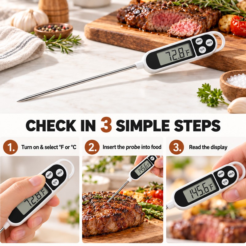 Food Thermometer TP300 Digital Kitchen Water Oil Thermometer for Meat