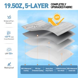 VildVandring Heavy-Duty RV Awning Fabric Replacement 14ft C Camper Awning Fabric Replacement, 19.5oz Heat-Sealed Vinyl, UV-Resistant, Sunproof, Weatherproof, Universal Outdoor Canopy for RVs, Motorhomes & Trailers