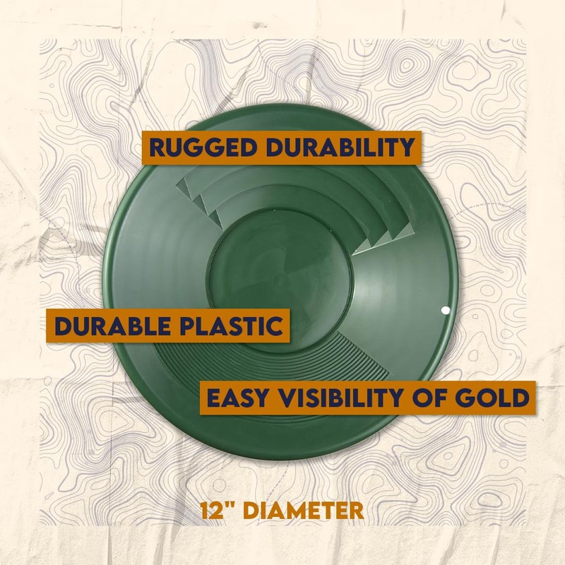 SE 12 Inch Gold Panning Pan - Dual Riffles for