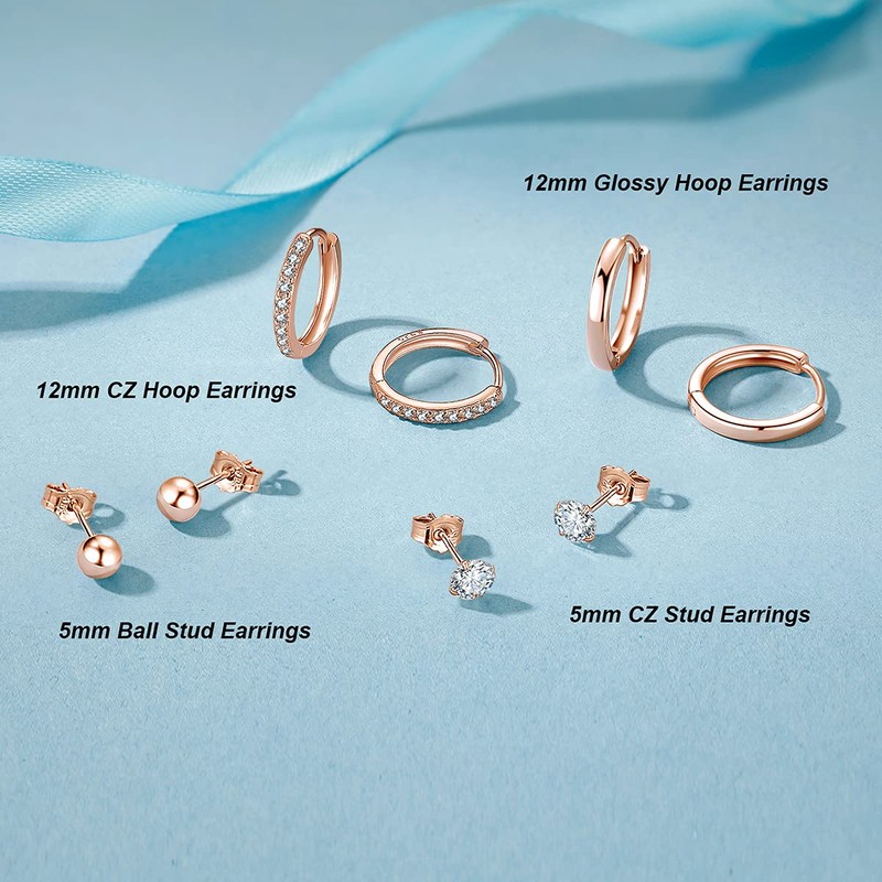 Zolkamery Silver Hoop Earrings for Women, 925 Sterling Silver Earrings