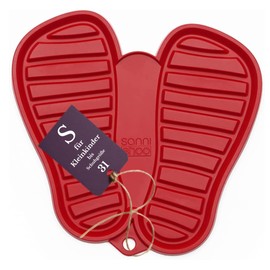 Sanni Shoo Shoe Drip Tray Small (S) for Toddlers up to Shoe Size 31. Machine Washable, Colourful Shoe Drying Mat for Wet Children's Shoes, Red