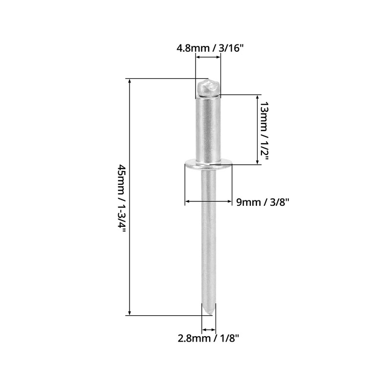 QWORK Stainless Steel Blind Rivets, 500 Pcs 3/16" x 1/2"