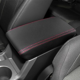Center Console Armrest Cover for Subaru Crosstrek/ Impreza Accessories 2024 2025 2026 Leather Middle Console Cover Arm Rest Box Lid Protection Pad Interior Anti-Scratch Decoration (Red Stitches)