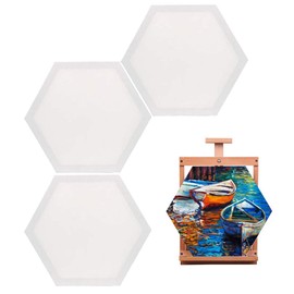 afdg 3 Pieces Blank Canvas Frames, 30 cm / 11.8 Inch Painting Canvas Slabs, Canvas for Watercolour Painting, White Canvas for Artists, for Children's Gifts, Painters, Painting Exercises (Hexagon)