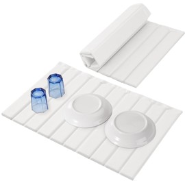 Oxydrily Stone Drying Mat for Kitchen Counter, Stain-Defying PU Leather, Large Stone Dish Drying Mat Foldable Absorbent Diatomaceous Earth Bath Mat Quick Dry for Bottles Cups Countertop 23" x 15.3"