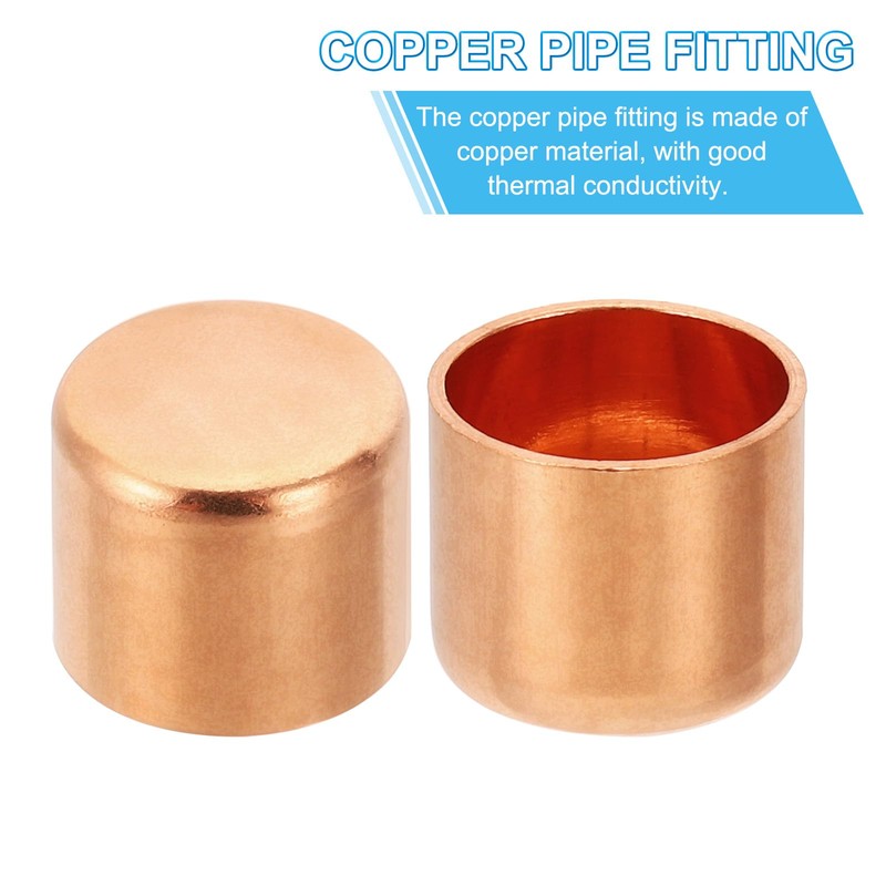 PATIKIL 1/2" Copper Pipe End Cap, 5Pcs Copper Fitting Cap
