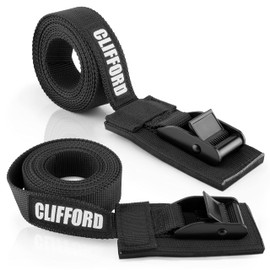 CLIFFORD Tie Down Straps, Pack of 2, 25 mm, 0.5 m - 5.5 m, Ultra Robust, EN12195-2, 250 kg/500 kg Load Capacity, Lashing Straps with Padding, Lashing Strap for Bicycle, Motorcycle, Car