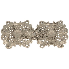 Breiter Dirndl Buckle Clasp, Traditional Apron Clasp, Metal with Flower, 80 x 40 mm - Romantic Embellishments, silver
