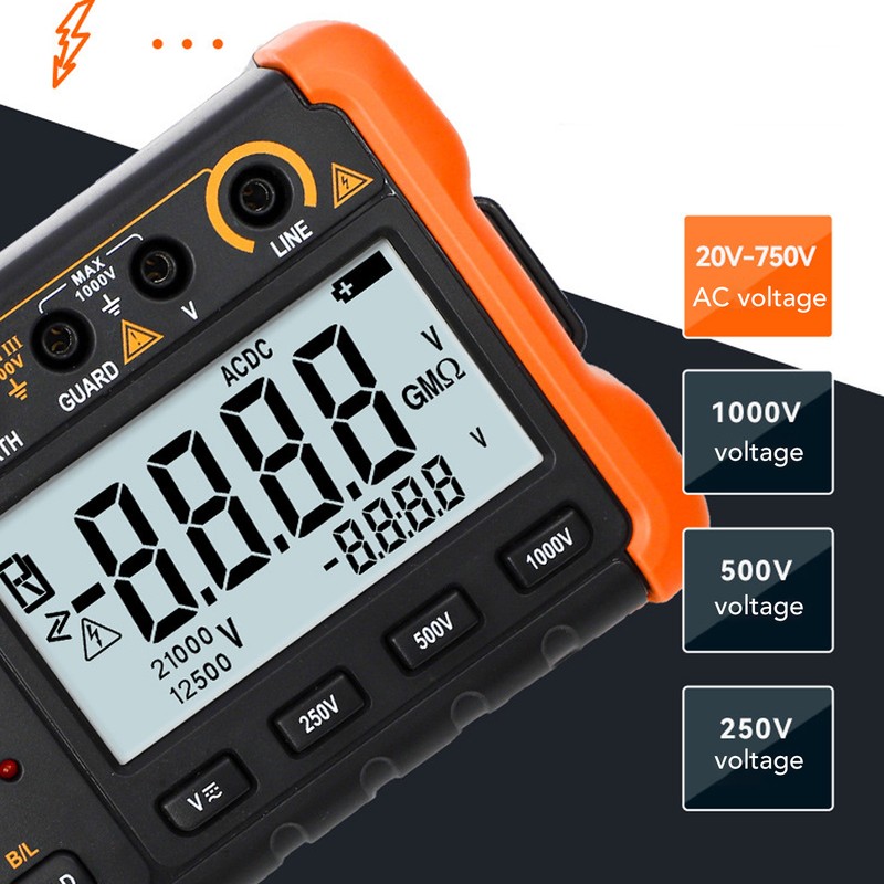 Insulation Resistance Tester Megohmmeter Digital 1000V 4999MΩ with LCD Display