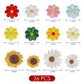 NIDHFG 36 Pieces Of Sunflower Patches, Ironing Patches, Cartoon Embroidered Cloth Patches, Cute Decorative Cloth Patches, And Clothing Repair.