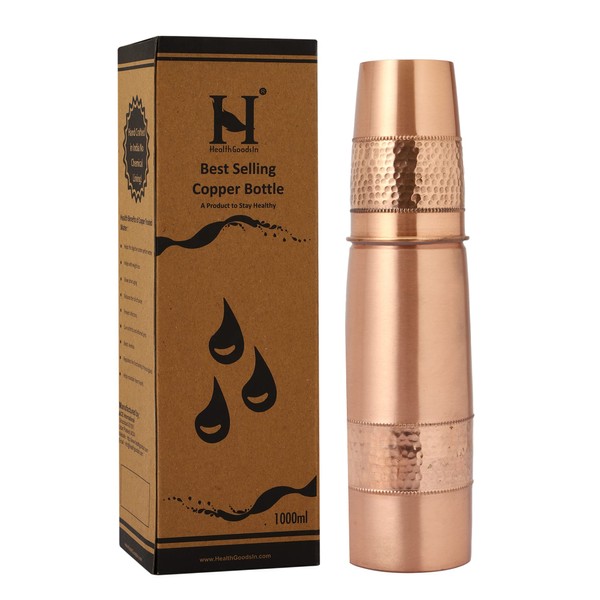 Copper Water Bottle 900 Ml (30.43 Fluid Ounce) with Tumbler,