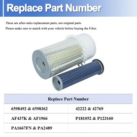 6598362 & 6598492 Outer Air Filter & Inner Filter Kit Compatible with Bobcat Loaders Excavator 741 743 753 763 773 T140 T180 T190 S150 S175, 1 Pack