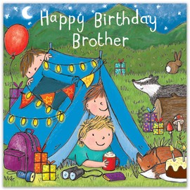 Twizler Happy Birthday Card For Brother with Camping – Brother Birthday Card – Childrens Birthday Card – Boys Birthday Card – Birthday Card For Brother - Brother Gifts