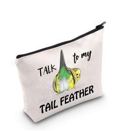 Budgie Gift Talk to My Tail Feather Makeup Bag Budgie Lover Cosmetic Bag Budgie Mom Gift Parakeet Lover Gift Bird Watcher Zipper Travel Bag (Talk to My Tail Feather)