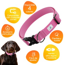 MASCRETTA Collar para Perro con diseño Ajustable de Algodón Compatible con Cualquier Correa. Collar para Razas Chicas, Medianas o Grandes. Collar para Perro y Gato. Dog Collar (Rosa, L)