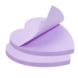 Mini Skater 2 Pack Kraft Paper Sticky Notes Heart Shaped Self-Stick Blank Book Tabs Paper Markers Sticky Notes Pad 100 Sheets Index Sticker (Light Purple)