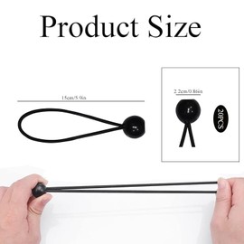 20 PCS Bungee Balls - 6 Inch Small Bungee Cords with Balls, Adjustable Tie-Down Elastic Cord for Tents, Flagpole, Banner, Luggage - Heavy Duty Tarpaulin Ties (Black)